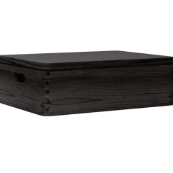 vidaXL Caja de madera tapa y asas madera maciza pino negra 40x30x13 cm Negro