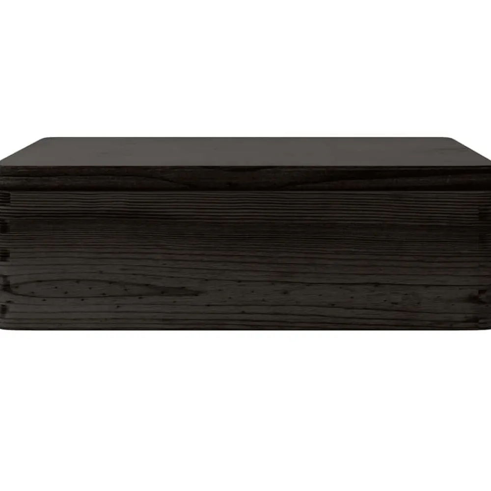 vidaXL Caja de madera tapa y asas madera maciza pino negra 40x30x13 cm Negro