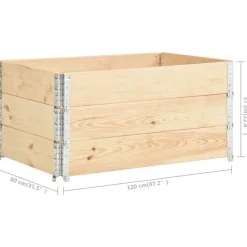 vidaXL Manipulación De Materiales-Caja de palés 3 unidades madera maciza de pino 80x120 cm