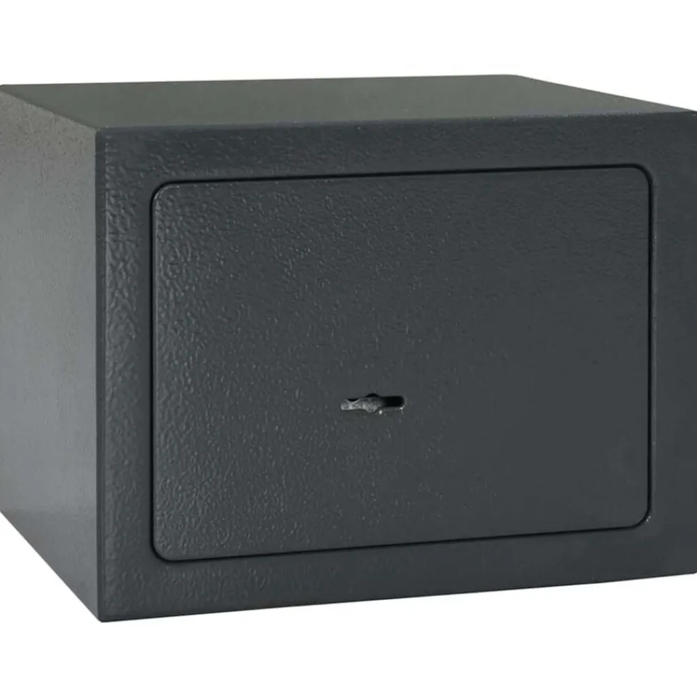 vidaXL Seguridad Empresarial Y Del Hogar-Caja Fuerte con cerradura Gris oscuro 23 x 17 x 17 cm Acero