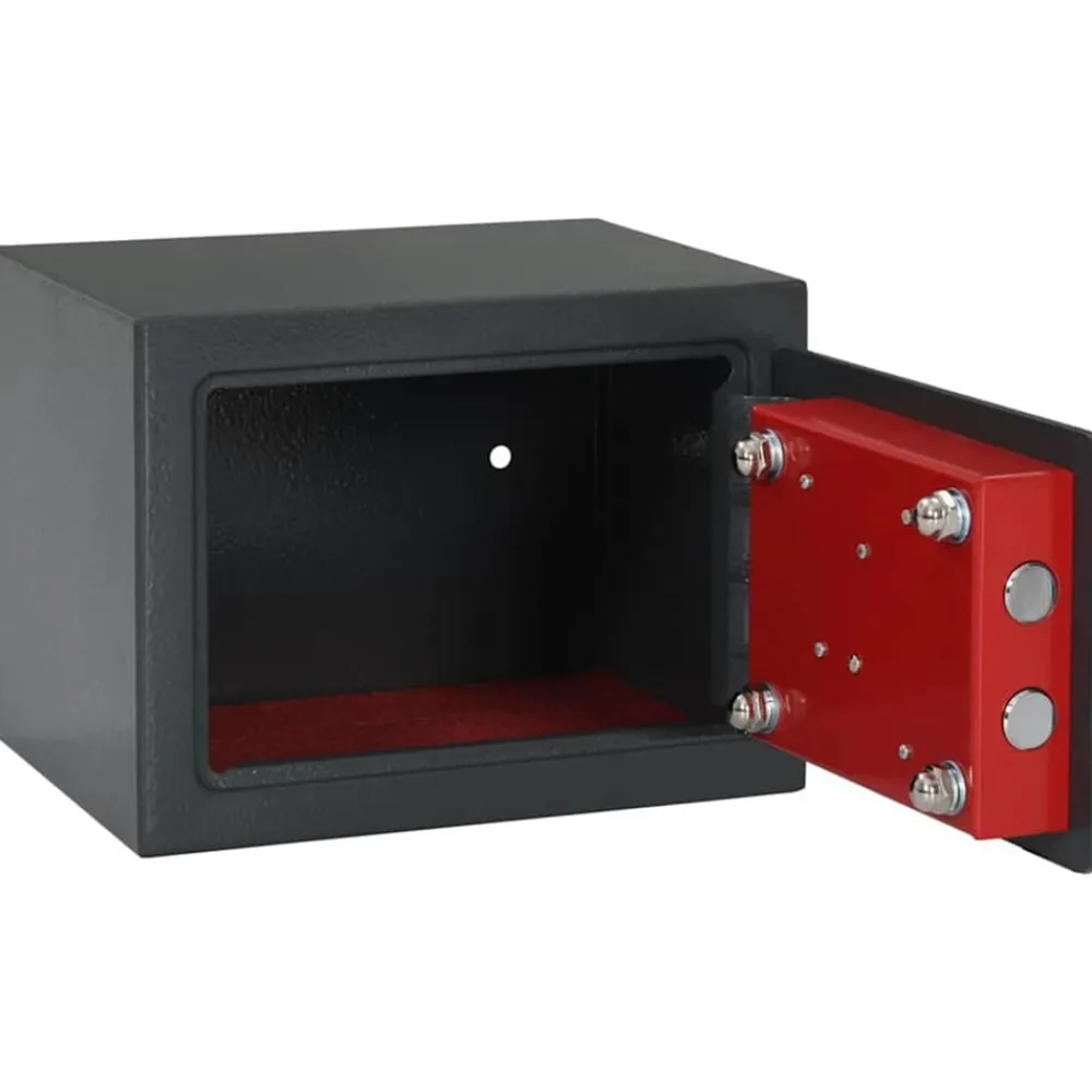 vidaXL Seguridad Empresarial Y Del Hogar-Caja Fuerte con cerradura Gris oscuro 23 x 17 x 17 cm Acero