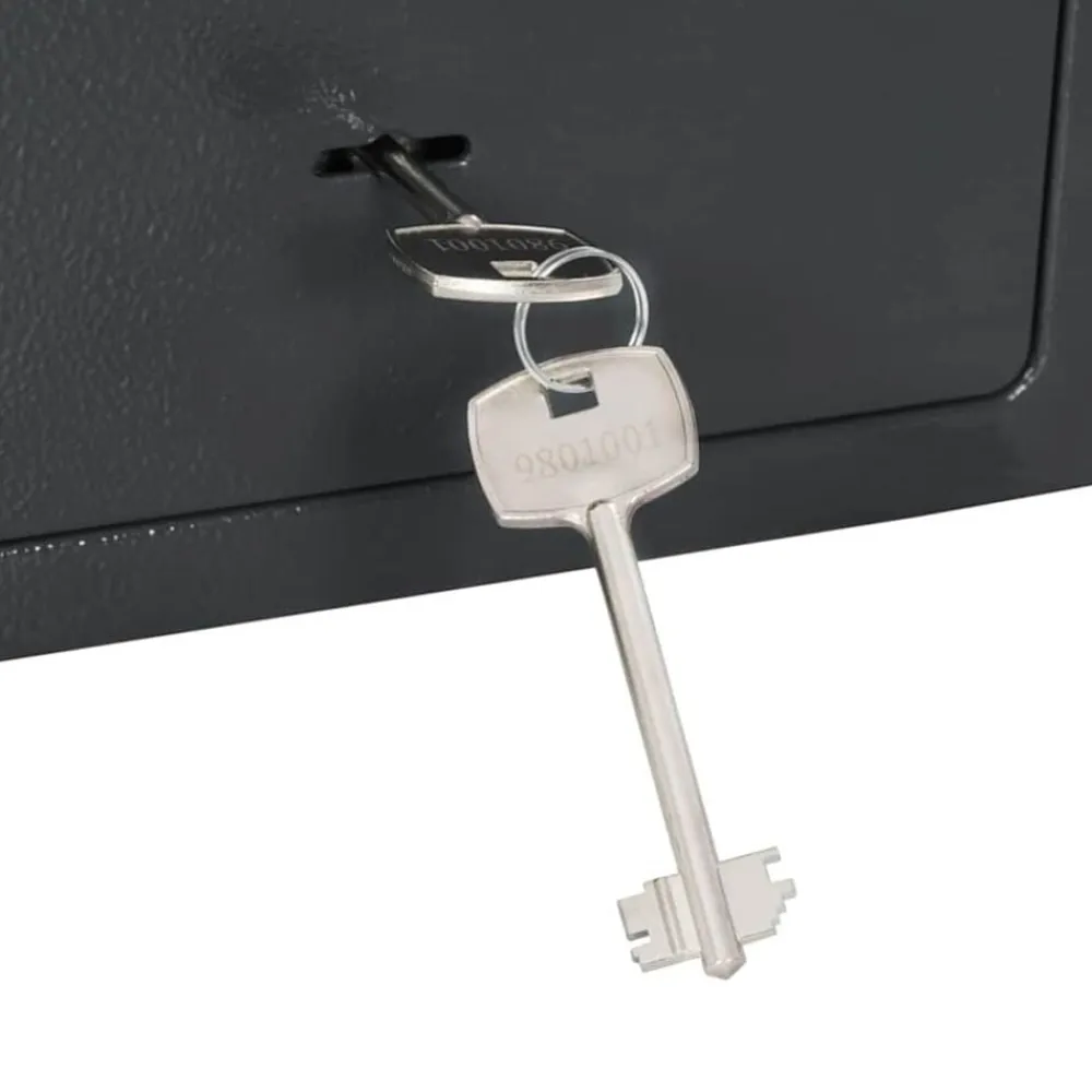vidaXL Seguridad Empresarial Y Del Hogar-Caja Fuerte con cerradura Gris oscuro 23 x 17 x 17 cm Acero