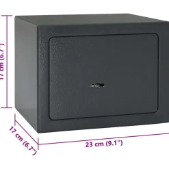 vidaXL Seguridad Empresarial Y Del Hogar-Caja Fuerte con cerradura Gris oscuro 23 x 17 x 17 cm Acero