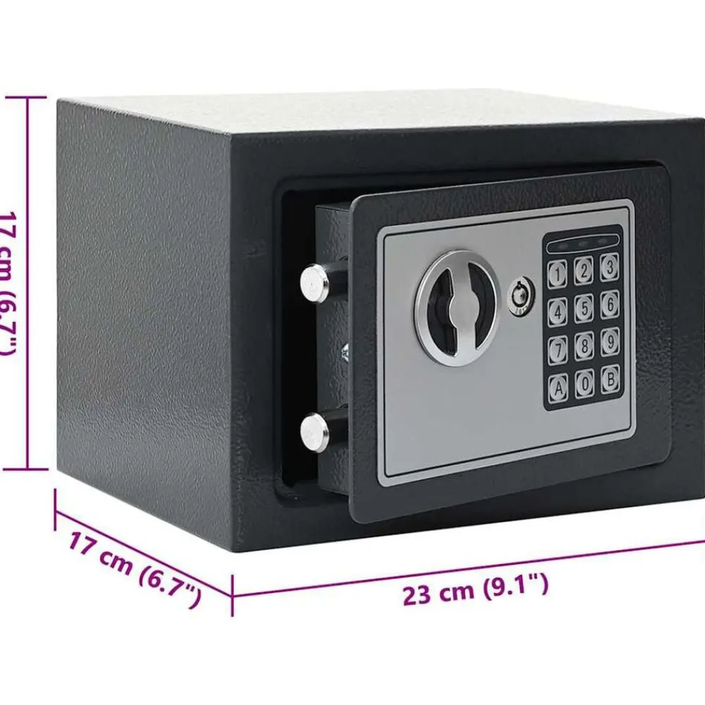 vidaXL Caja fuerte digital Gris oscuro 23 x 17 x 17 cm Acero Online