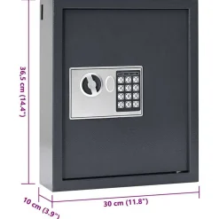 vidaXL Seguridad Empresarial Y Del Hogar-Caja fuerte digital Gris oscuro 30 x 10 x 36,5 cm Acero
