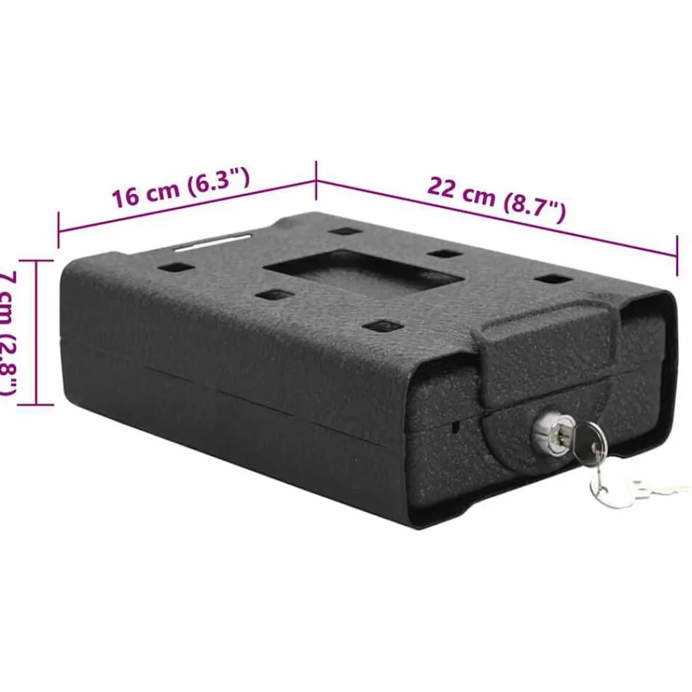 vidaXL Caja Fuerte para Auto con cerradura Negro 22 x 16 x 7 cm Acero Online