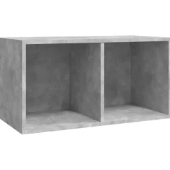 vidaXL Caja para discos de vinilo madera contrachapada gris 71x34x36cm Gris hormig&oacute;n Discount