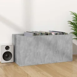 vidaXL Caja para discos de vinilo madera contrachapada gris 71x34x36cm Gris hormig&oacute;n Discount
