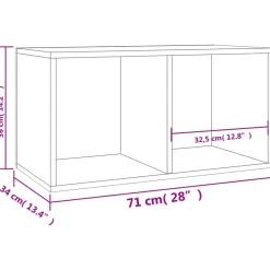 vidaXL Caja para discos de vinilo madera contrachapada gris 71x34x36cm Gris hormig&oacute;n Discount