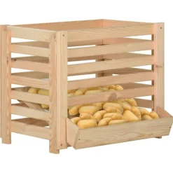 vidaXL Productos Del Hogar-Caja para patatas madera maciza de pino 60x40x50 cm