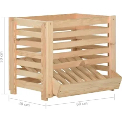 vidaXL Productos Del Hogar-Caja para patatas madera maciza de pino 60x40x50 cm
