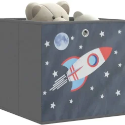 vidaXL Cajas almacenaje plegables 4 uds tela no tejida 32x32x32cm Gris Discount