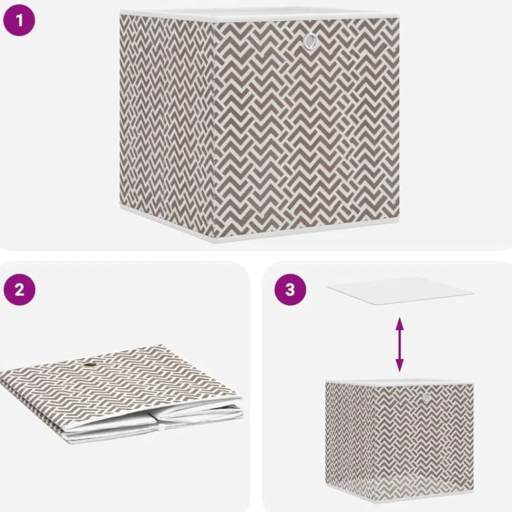 vidaXL Productos Del Hogar-Cajas almacenaje plegables 4 uds no tejida marrón 32x32x32 cm