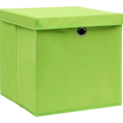 vidaXL Productos Del Hogar-Cajas de almacenaje con tapas 4 uds verde 28x28x28 cm