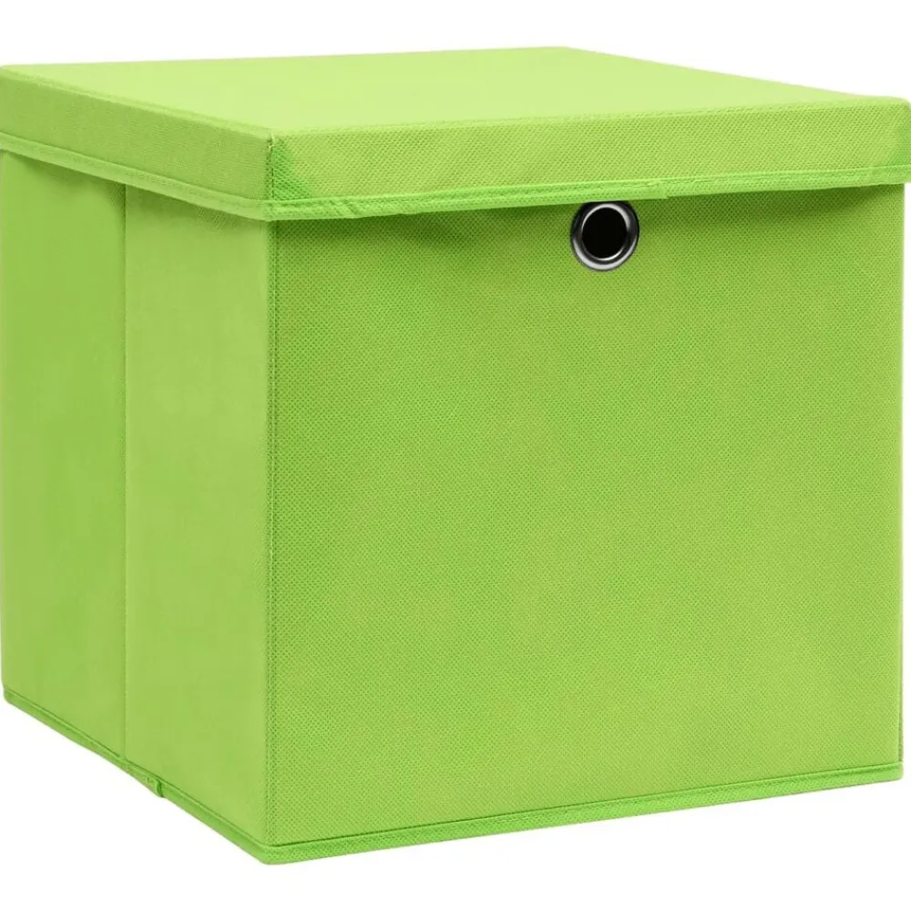 vidaXL Productos Del Hogar-Cajas de almacenaje con tapas 4 uds verde 28x28x28 cm