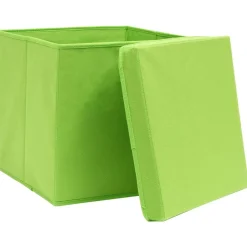 vidaXL Productos Del Hogar-Cajas de almacenaje con tapas 4 uds verde 28x28x28 cm