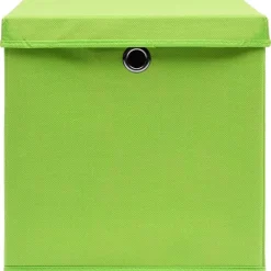 vidaXL Productos Del Hogar-Cajas de almacenaje con tapas 4 uds verde 28x28x28 cm