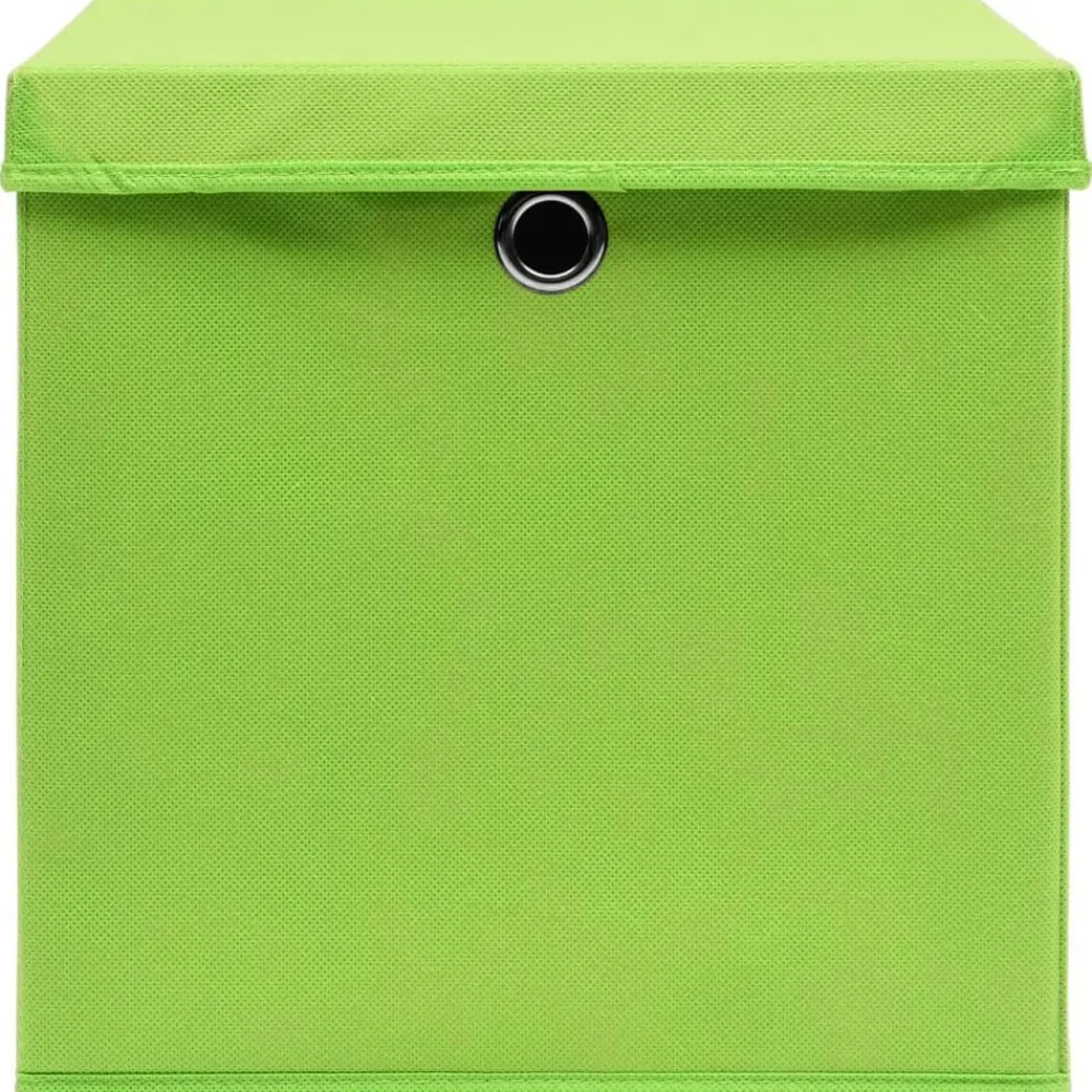 vidaXL Productos Del Hogar-Cajas de almacenaje con tapas 4 uds verde 28x28x28 cm