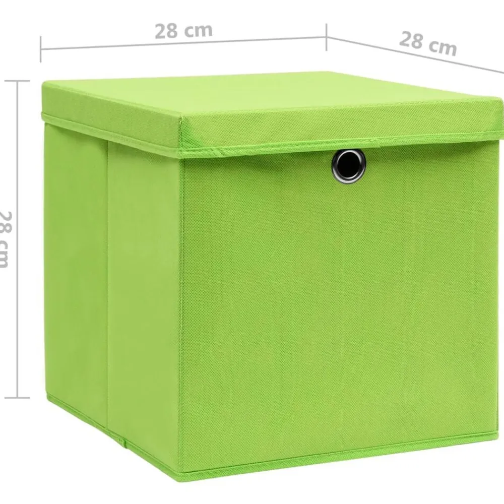 vidaXL Productos Del Hogar-Cajas de almacenaje con tapas 4 uds verde 28x28x28 cm