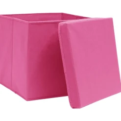 vidaXL Productos Del Hogar-Cajas de almacenaje con tapas 4 uds rosa 28x28x28 cm