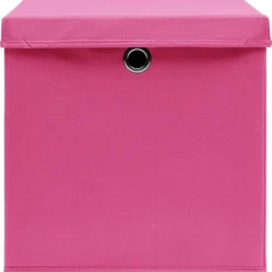 vidaXL Productos Del Hogar-Cajas de almacenaje con tapas 4 uds rosa 28x28x28 cm