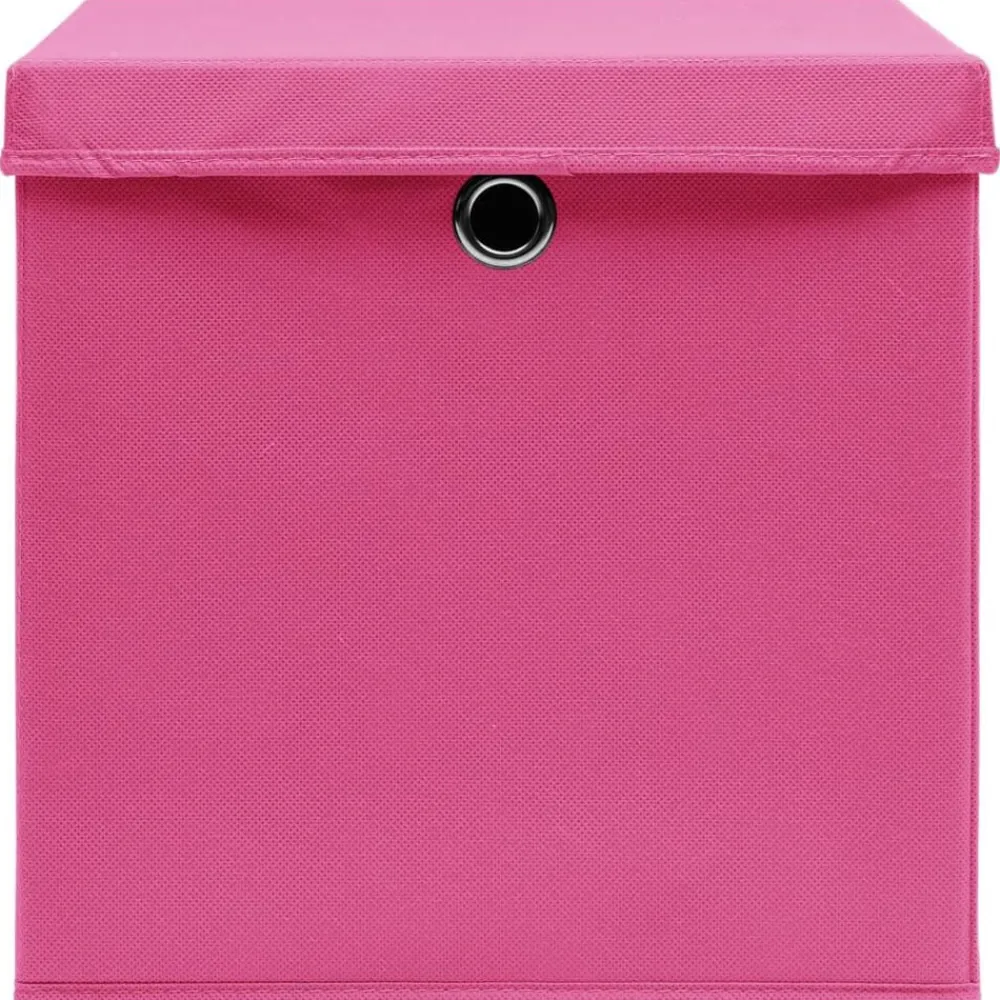 vidaXL Productos Del Hogar-Cajas de almacenaje con tapas 4 uds rosa 28x28x28 cm