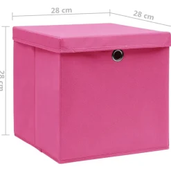 vidaXL Productos Del Hogar-Cajas de almacenaje con tapas 4 uds rosa 28x28x28 cm