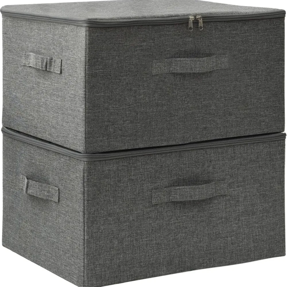 vidaXL Productos Del Hogar-Cajas de almacenaje 2 unidades tela gris 43x34x23 cm