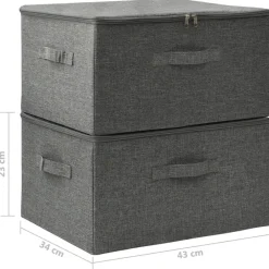 vidaXL Productos Del Hogar-Cajas de almacenaje 2 unidades tela gris 43x34x23 cm