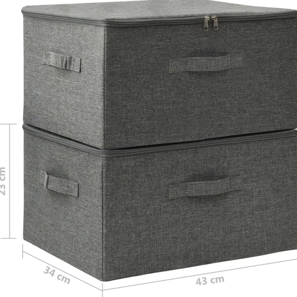 vidaXL Productos Del Hogar-Cajas de almacenaje 2 unidades tela gris 43x34x23 cm