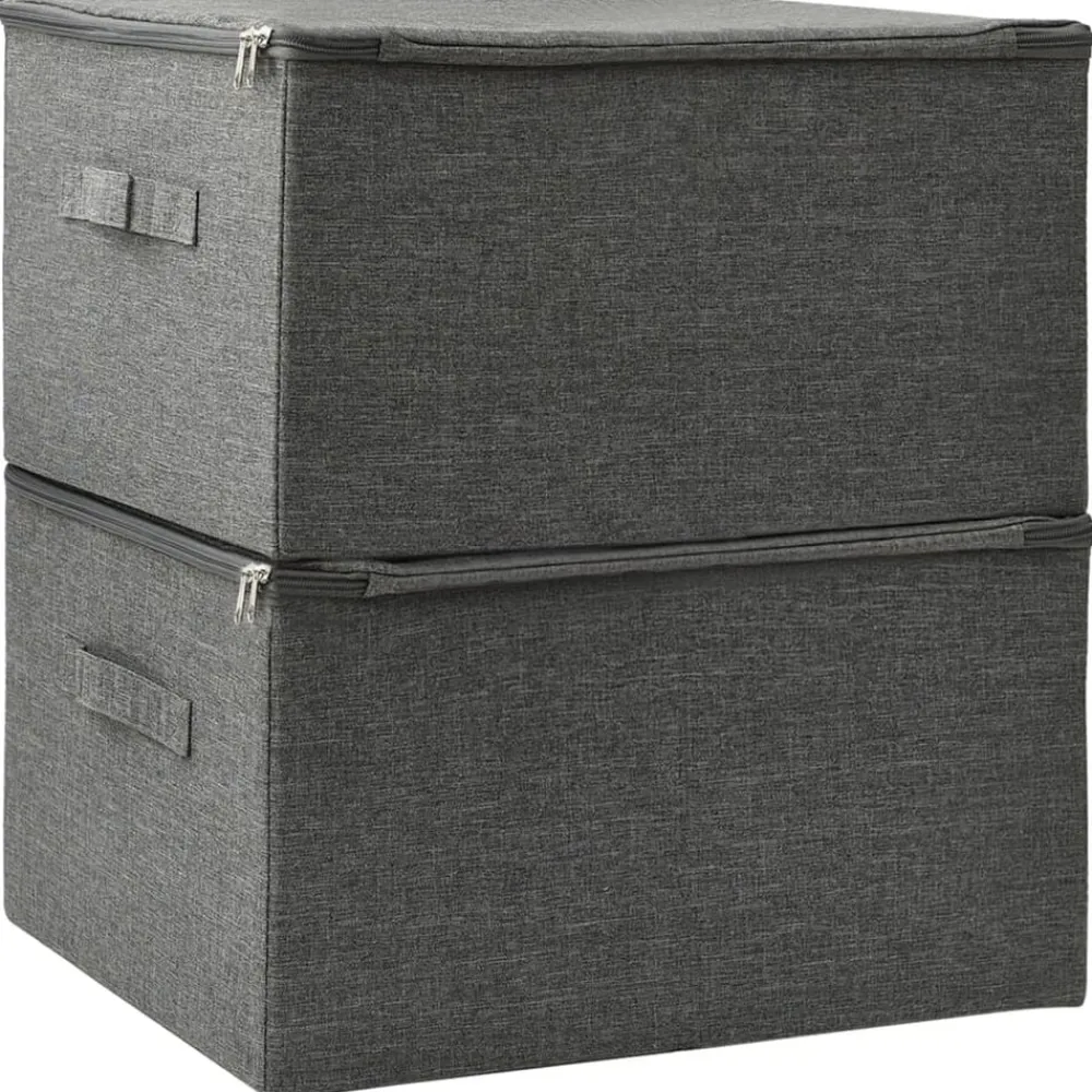 vidaXL Productos Del Hogar-Cajas de almacenaje 2 unidades tela gris 43x34x23 cm