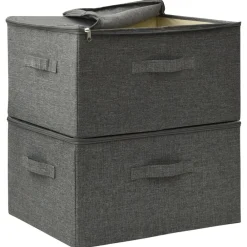 vidaXL Productos Del Hogar-Cajas de almacenaje 2 unidades tela gris 43x34x23 cm