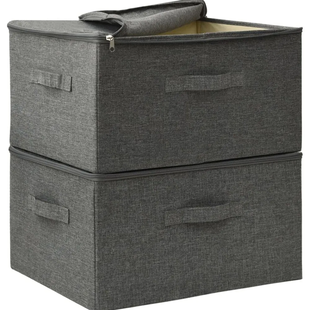 vidaXL Productos Del Hogar-Cajas de almacenaje 2 unidades tela gris 43x34x23 cm