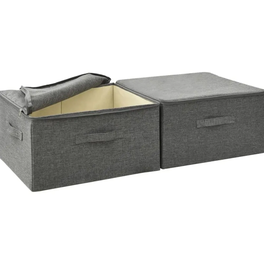 vidaXL Productos Del Hogar-Cajas de almacenaje 2 unidades tela gris 43x34x23 cm