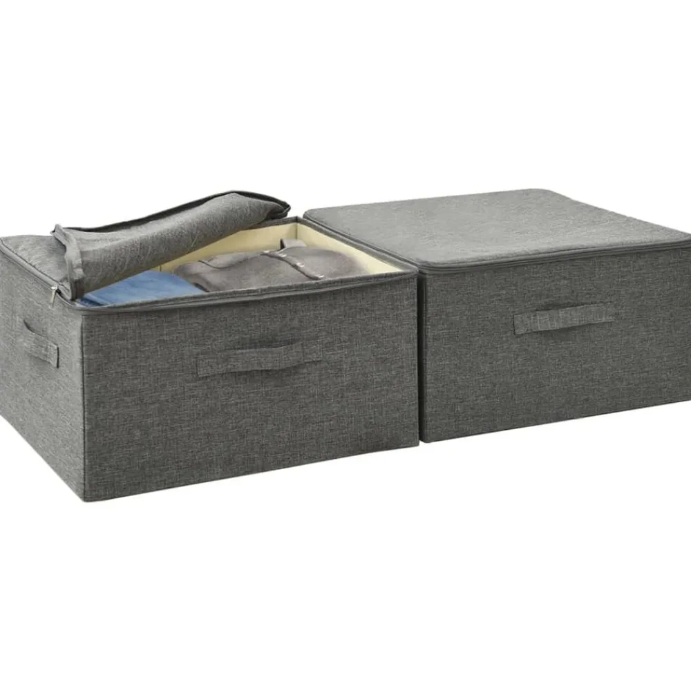 vidaXL Productos Del Hogar-Cajas de almacenaje 2 unidades tela gris 43x34x23 cm