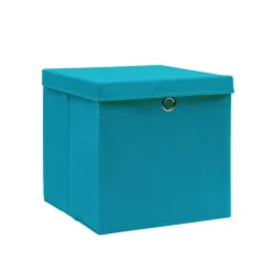 vidaXL Productos Del Hogar-Cajas de almacenaje con tapas 4 uds azul bebé 28x28x28 cm