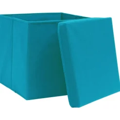 vidaXL Productos Del Hogar-Cajas de almacenaje con tapas 4 uds azul bebé 28x28x28 cm