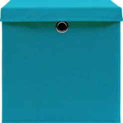 vidaXL Productos Del Hogar-Cajas de almacenaje con tapas 4 uds azul bebé 28x28x28 cm