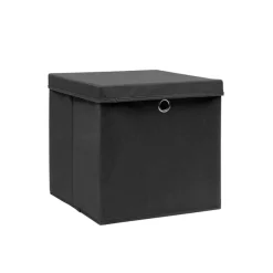 vidaXL Productos Del Hogar-Cajas de almacenaje con tapas 4 uds negro 28x28x28 cm