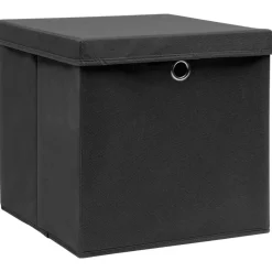 vidaXL Productos Del Hogar-Cajas de almacenaje con tapas 4 uds negro 28x28x28 cm