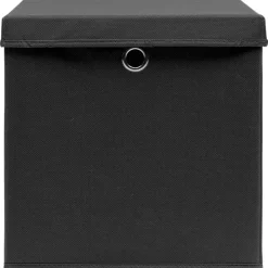 vidaXL Productos Del Hogar-Cajas de almacenaje con tapas 4 uds negro 28x28x28 cm