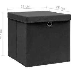 vidaXL Productos Del Hogar-Cajas de almacenaje con tapas 4 uds negro 28x28x28 cm