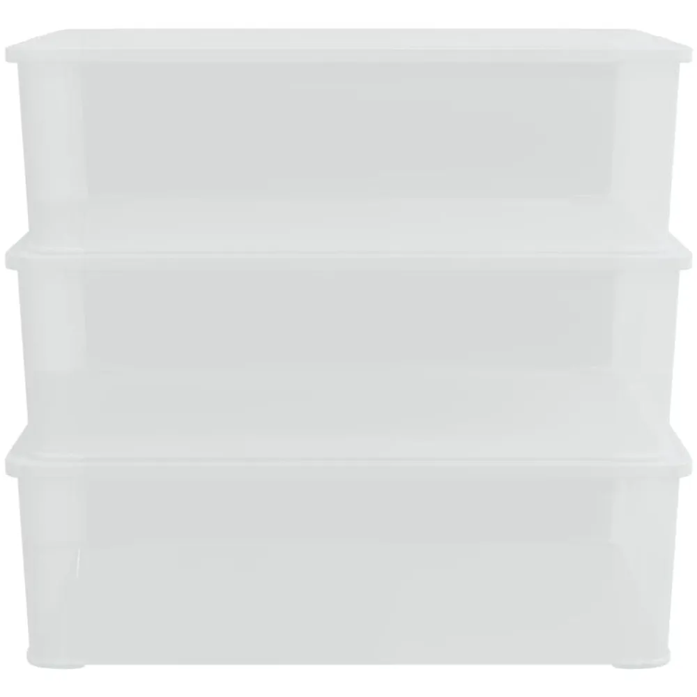 vidaXL Productos Del Hogar-Cajas de almacenaje apilables 3 uds plástico 25 L
