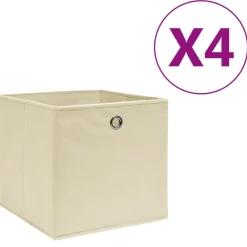 vidaXL Cajas de almacenaje 4 uds tela no tejida 28x28x28 cm Crema Hot