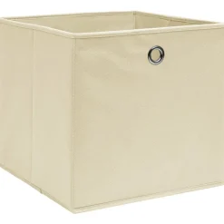 vidaXL Cajas de almacenaje 4 uds tela no tejida 28x28x28 cm Crema Hot