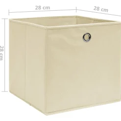 vidaXL Cajas de almacenaje 4 uds tela no tejida 28x28x28 cm Crema Hot