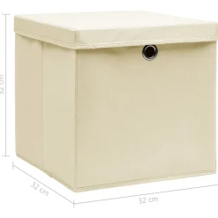 vidaXL Productos Del Hogar-Cajas de almacenaje con tapas 4 uds tela crema 32x32x32 cm