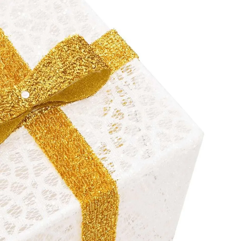vidaXL Cajas de regalo Navidad iluminadas 3 uds 64 LEDs cálido Blanco Discount
