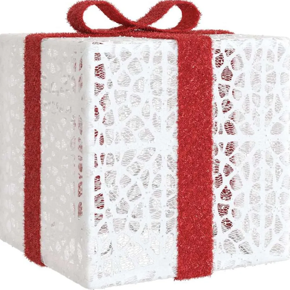 vidaXL Cajas de regalo Navidad iluminadas 3 uds 64 LEDs cálido Blanco Discount