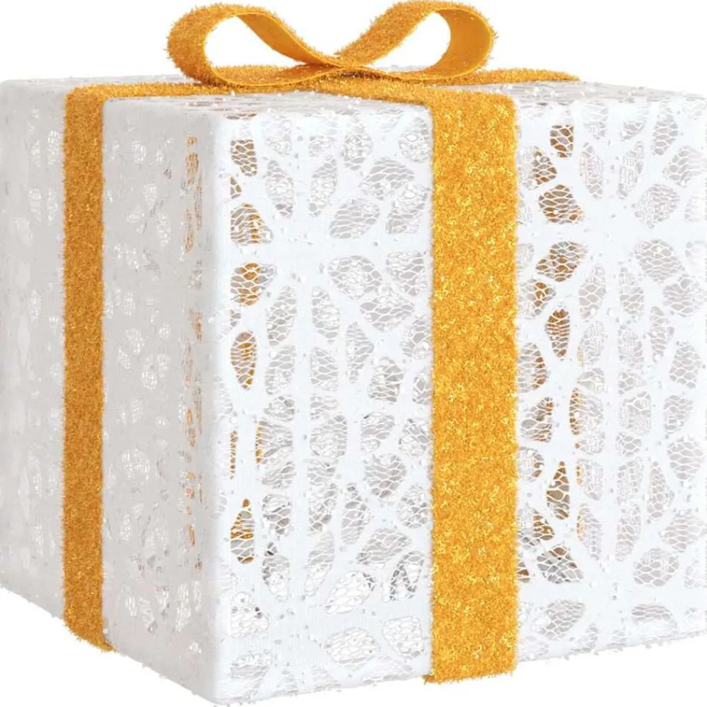 vidaXL Cajas de regalo Navidad iluminadas 3 uds 64 LEDs cálido Blanco Discount